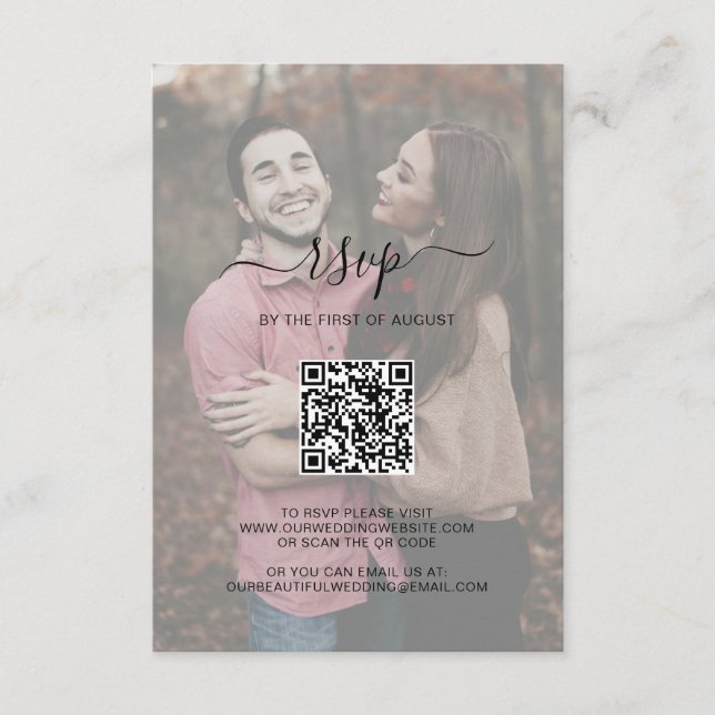 Einfache Hochzeit mit dem QR-Foto für elegantes Sk RSVP Karte (Vorderseite)