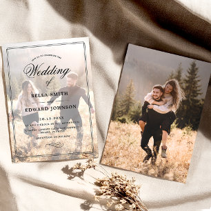 Einfache Hochzeit mit Elegant-Overlay-Foto Einladung