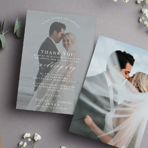 Einfache Hochzeit mit elegantem Foto Dankeskarte