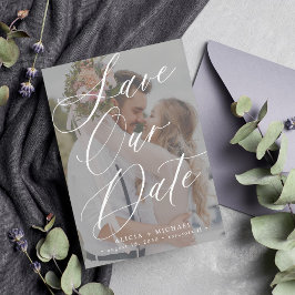 Einfache Hochzeit mit elegantem Skript-Foto Save The Date