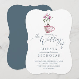 Einfache Hochzeit mit eleganten Wasserfarben Einladung