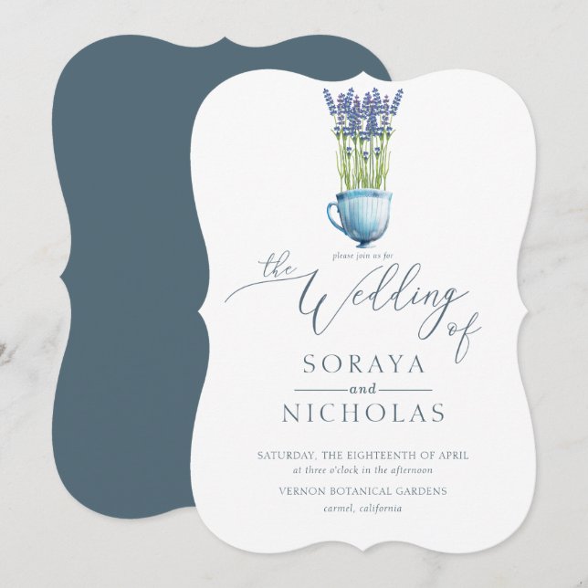 Einfache Hochzeit mit eleganten Wasserfarben Einladung (Vorne/Hinten)