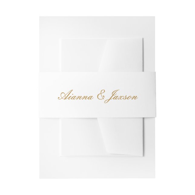 Einfache Hochzeit mit Gold und Weiß Einladungsbanderole (Vorderseite Beispiel)