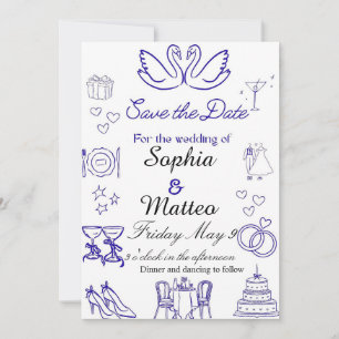 Einfache Hochzeit mit Grafiken Einladung