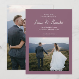 Einfache Hochzeit mit Lila Foto Save The Date