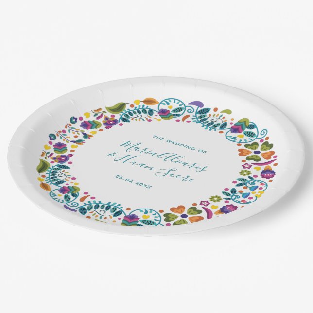 Einfache Hochzeit mit mexikanischer Flora Personal Pappteller (Schrägansicht)