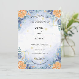 Einfache Hochzeit mit Minimalistischem Gelbblüteng Einladung