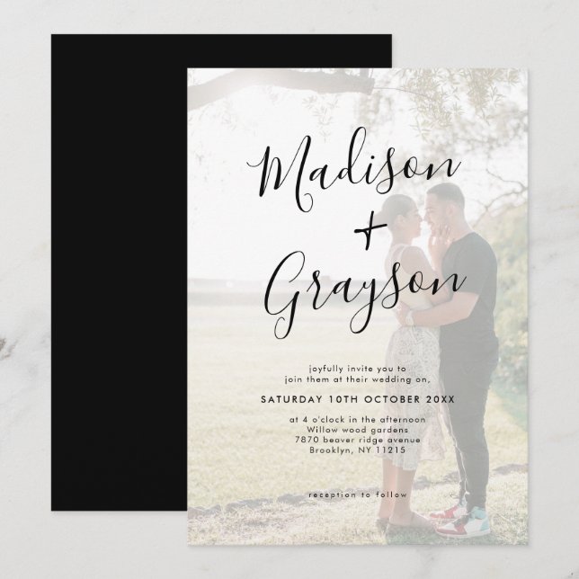 Einfache Hochzeit mit Minimalistischem modernen Fo Einladung (Vorne/Hinten)