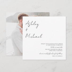 Einfache Hochzeit mit modernem Script Dress Code F Einladung