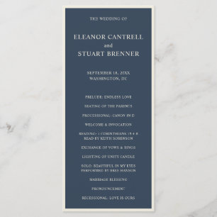 Einfache Hochzeit mit navyblauer und elfenbeinfarb Programm