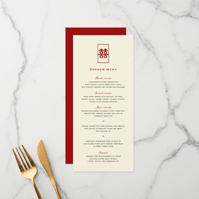 Einfache Hochzeit mit Rectangle für chinesisches G Menükarte (Vorderseite/Rückseite Beispiel)