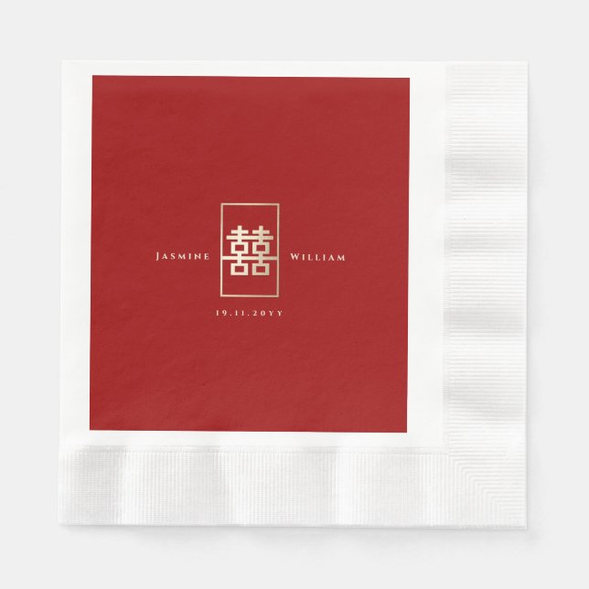 Einfache Hochzeit mit Rectangle für chinesisches G Serviette (Vorderseite)
