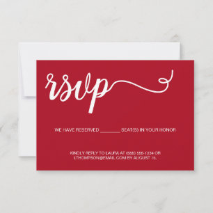 Einfache Hochzeit mit rotem UAWG reserviert Sitzpl RSVP Karte