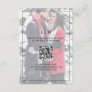 Einfache Hochzeit mit schwarzem und weißem Foto RSVP Karte