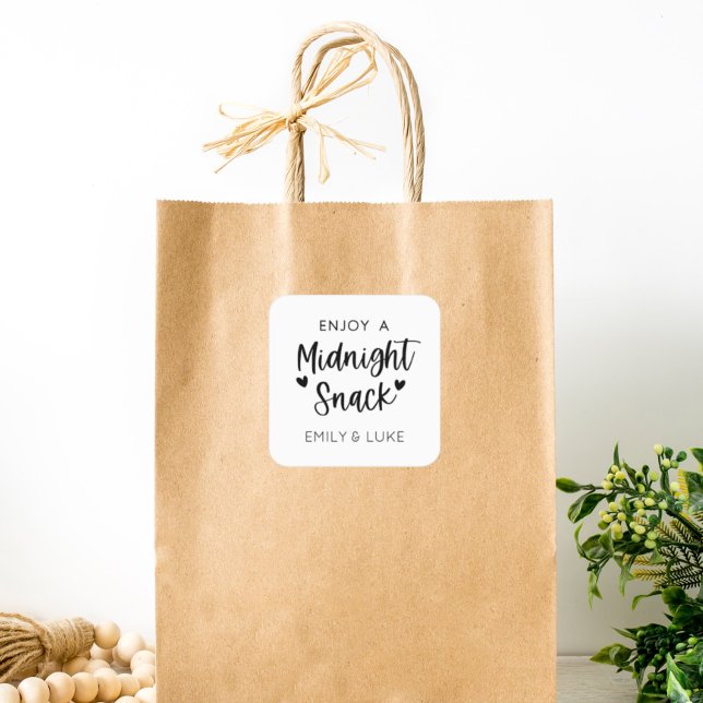 Einfache Hochzeit Mitternacht Snack Liebeskleber Quadratischer Aufkleber (Von Creator hochgeladen)