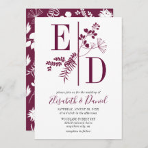 Einfache Hochzeit moderner Burgunder-Initialen