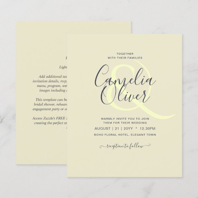 Einfache Hochzeit moderner Typografie (Vorne/Hinten)