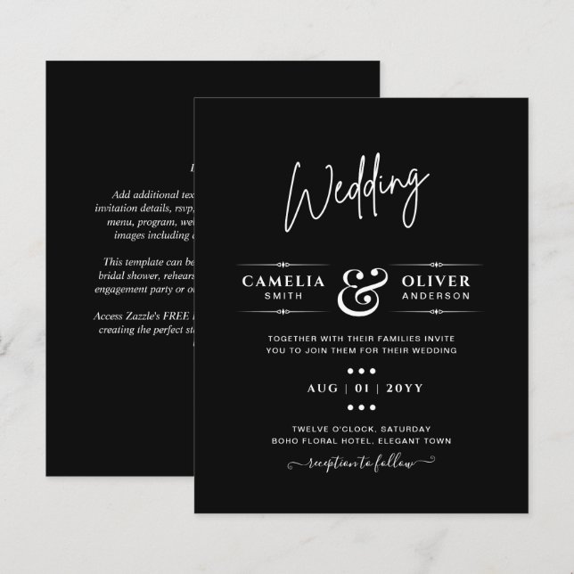 Einfache Hochzeit moderner Typografie (Vorne/Hinten)