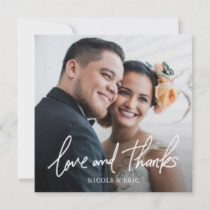 Einfache Hochzeit moderner Typografie-Fotos Dankeskarte