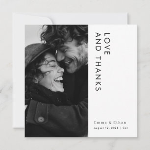 Einfache Hochzeit moderner Typografie-Fotos Dankeskarte
