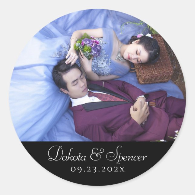 Einfache Hochzeit | Modernes Dankeschön klassische Runder Aufkleber (Vorderseite)
