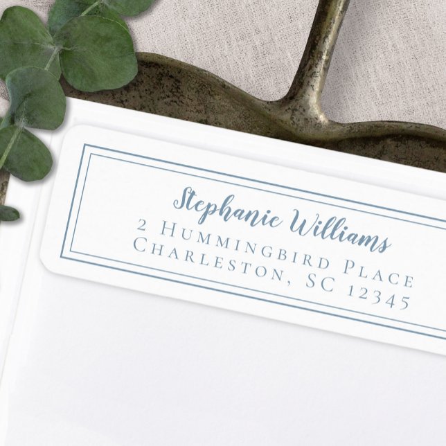 Einfache Hochzeit RSVP Dusty Blue und White (Simple Wedding RSVP Dusty Blue and White Label)