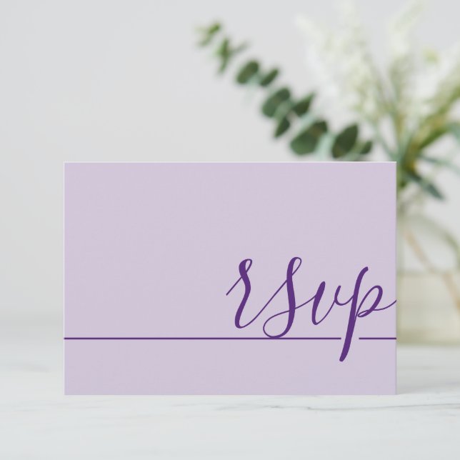 Einfache Hochzeit RSVP Lila Lilac (Stehend Vorderseite)
