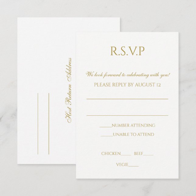 Einfache Hochzeit RSVP PostCard Einladung (Vorne/Hinten)