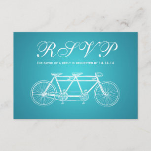 Einfache Hochzeit RSVP Tandem Bike Türkis Karte