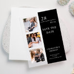 Einfache Hochzeit Speichern Sie das Foto Datum<br><div class="desc">Simple Wedding Save The Date Foto Picture Vellum Invitations enthält drei Ihrer Lieblings-Fotos mit dem Text "Save the Date" in eleganter,  moderner Schrift Typografie. Einfach,  modern und elegant für Ihre Hochzeitsfeier. Designed by ©2024 Evco Studio www.zazzle.com/store/evcostudioo</div>