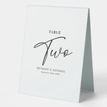Einfache Hochzeit Tischnummer 2 Zelt Zeichen