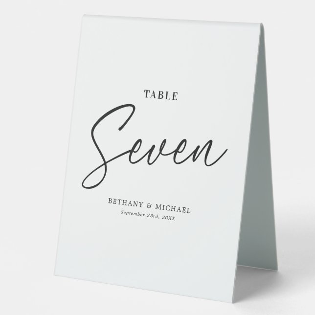 Einfache Hochzeit Tischnummer 7 Zentimeter Zeichen Tischaufsteller (Vorderseite)