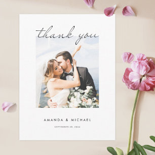 Einfache Hochzeit Vielen Dank Postcard mit Foto Postkarte