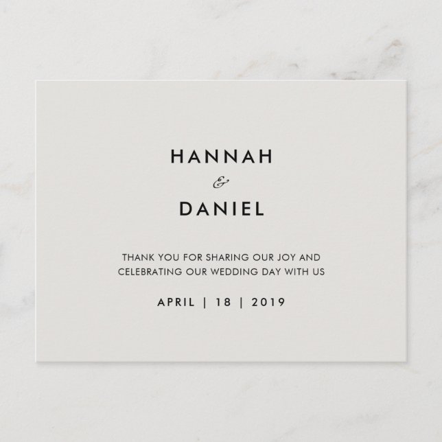 Einfache Hochzeit Vielen Dank Postkarte (Vorderseite)