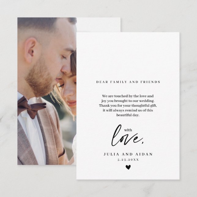 Einfache Hochzeit Vielen Dank Script Message Moder Dankeskarte (Vorne/Hinten)