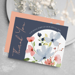 Einfache Hochzeit von Arch Blue und Rosa Dankeskarte