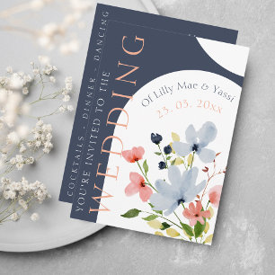 Einfache Hochzeit von Arch Blue und Rosa Einladung