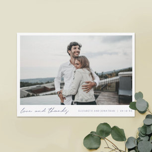 Einfache Hochzeit von Blue Typografy Foto Dankeskarte