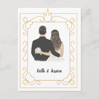 Einfache Hochzeit von Braut und Bräutigam Postkarte
