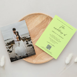 Einfache Hochzeit von elegantem Script Lime Green  Einladung