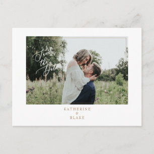 Einfache Hochzeit von Fotos mit Website Save the D Ankündigungspostkarte