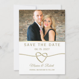 Einfache Hochzeit von Gold-Foto Save The Date