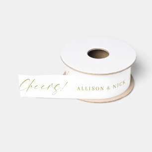 Einfache Hochzeit von Gold und White Custom Cheers Ripsband