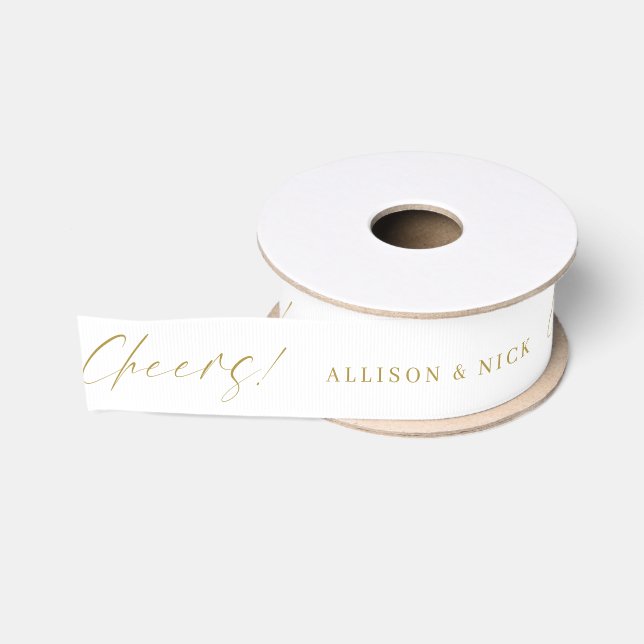 Einfache Hochzeit von Gold und White Custom Cheers Ripsband (Spule)