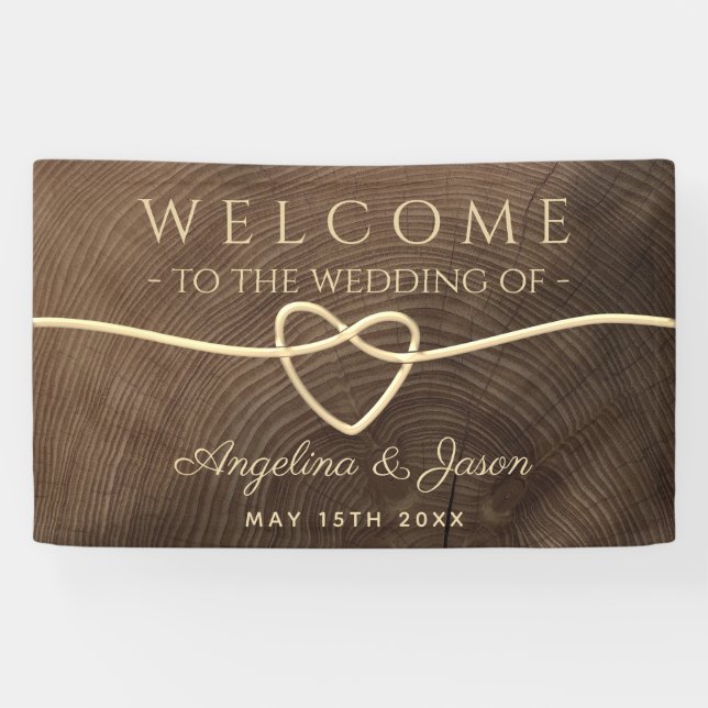 Einfache Hochzeit von Holz Banner (Horizontal)