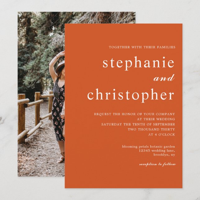 Einfache Hochzeit von Minimalistischen Chic Script Einladung (Vorne/Hinten)