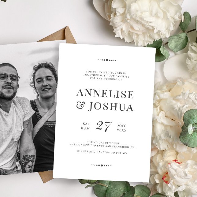Einfache Hochzeit von modernen Fotos in Schwarzwei Einladung (Von Creator hochgeladen)