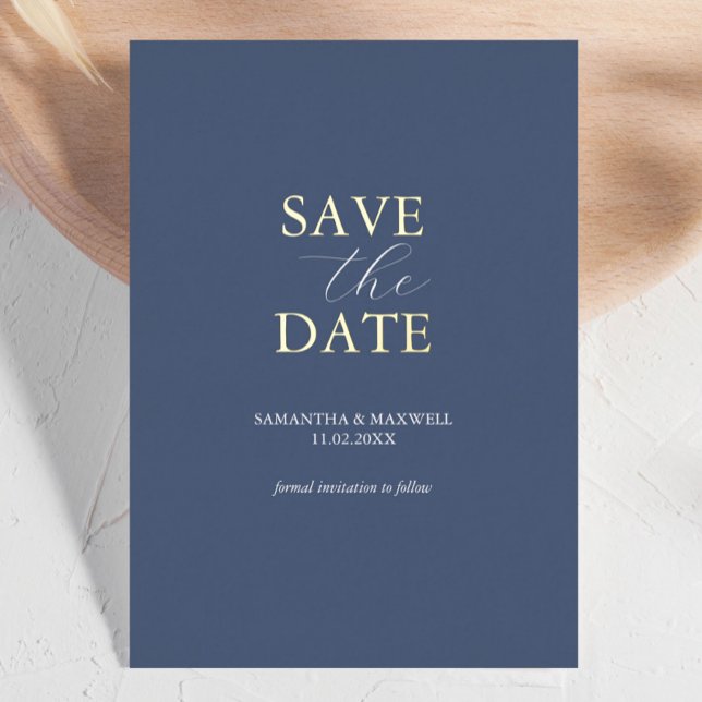 Einfache Hochzeit von Navy Blue Save the Date Folieneinladung (contemporary save the date cards navy blue minimalist )