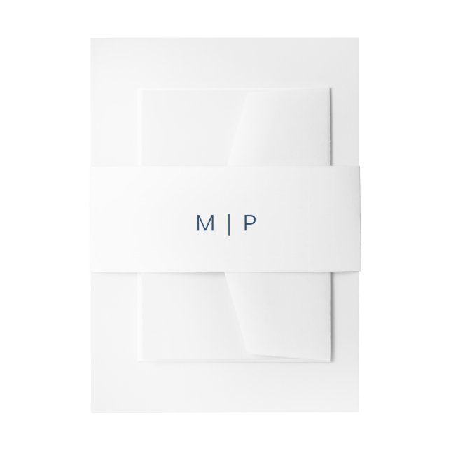 Einfache Hochzeit von Navy Blue und White Monogram Einladungsbanderole (Vorderseite Beispiel)