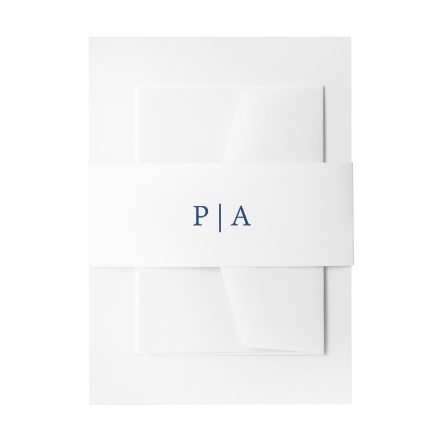Einfache Hochzeit von Navy Blue und White Monogram Einladungsbanderole (Vorderseite Beispiel)